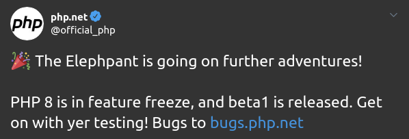 PHP 8 Beta 1 Announcement
